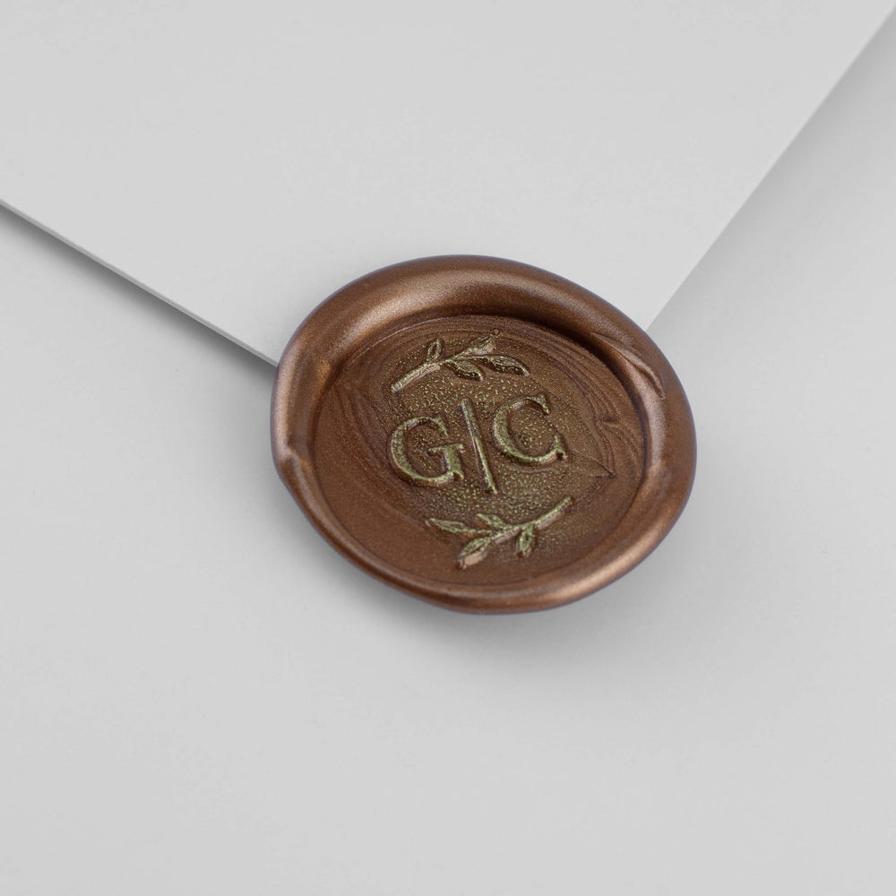 Wax Seal Stamp - Botanic Monogram with Branchlets - Kustom Haus